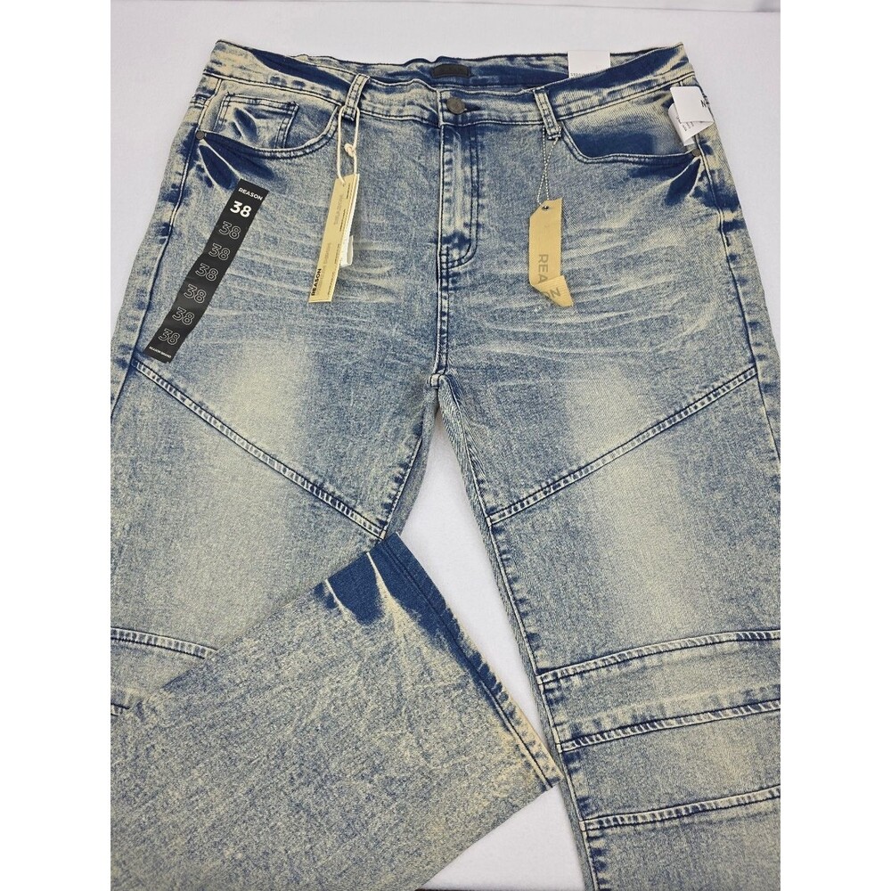 Reason Brand Men's Acid Wash Straight Fit Jeans Size 38 NWT Blue 3426